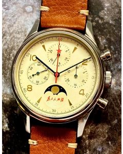 40mm Red Star Chronograph Seagull ST1908, MOONPHASE, Sapphire, 3 straps!