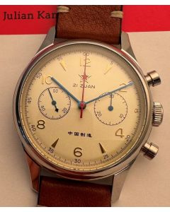 40mm Seagull 1963 Red Star Chronograph Seagull ST19, Saphir, mit 3 Bändern!