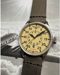 Bauhaus Aviation Automatic 42mm Pilots watch with RIOS Pilot leather strap