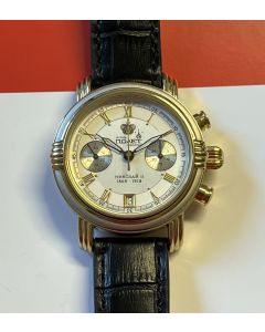 Poljot Chronograph Nikolai II mit verziertem Werk in Bestzustand!