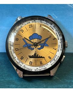 Raketa 24-hour watch with movable world time lunette, unworn!