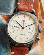 40mm Red Star 1963 Chronograph Seagull ST19, Saphir, mit 3 Bändern; Neu: Werks Upgrade!