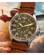 Bauhaus Aviation Automatic 42mm Pilots watch with RIOS Pilot leather strap.